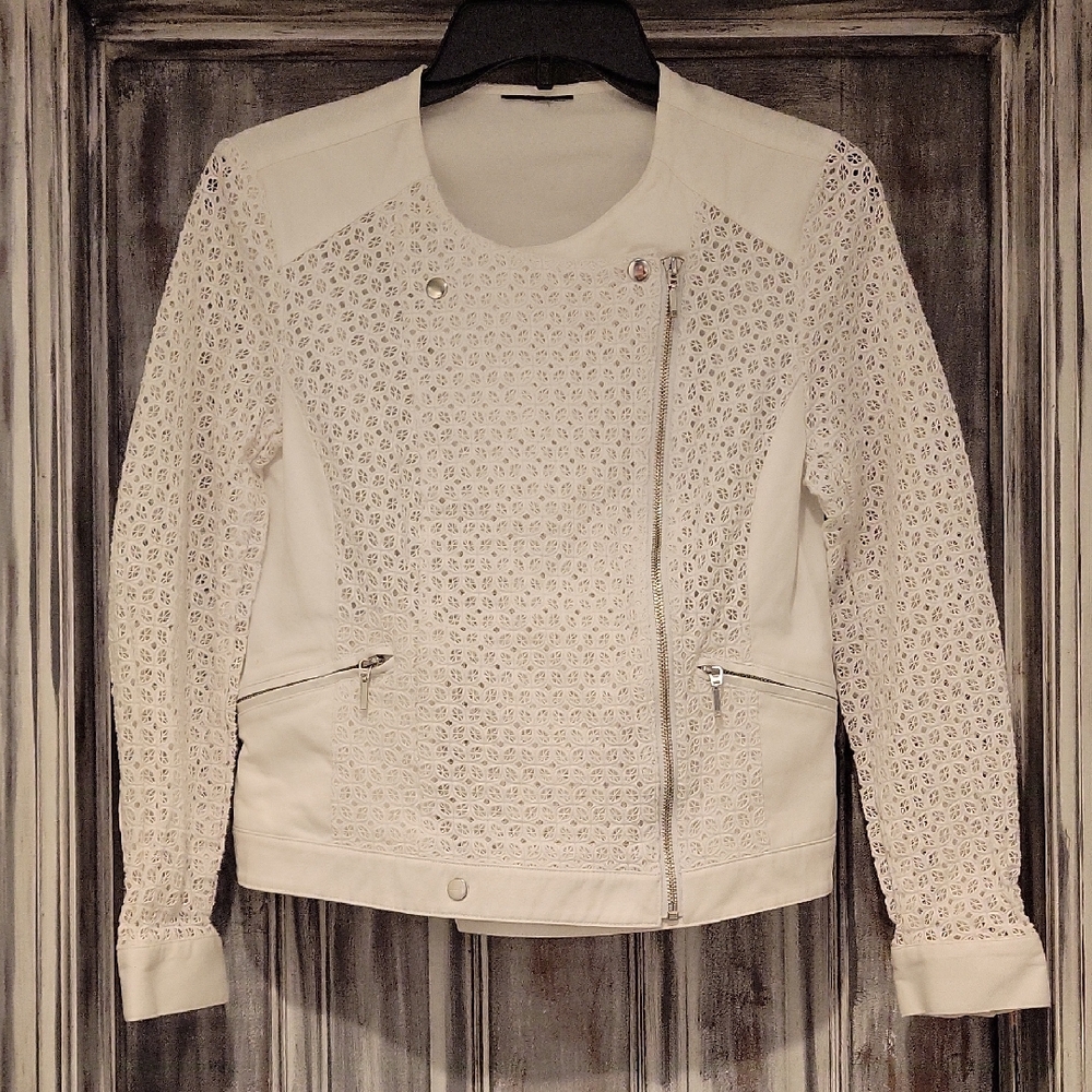 White Lace Detail Women's Jacket